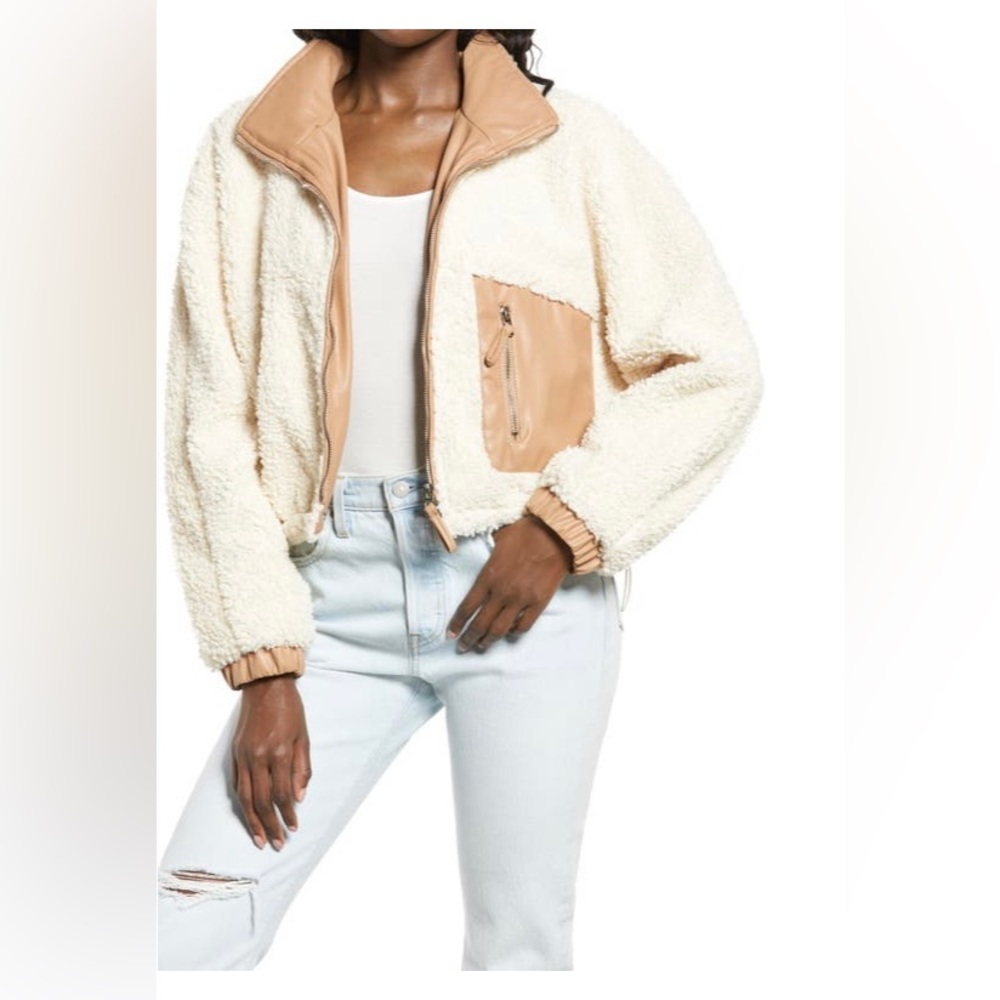 BlankNYC Faux Shearling Leather Bomber Jacket